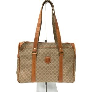 Celine Macadam Canvas Leather Bag Brown